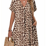 Casual Summer V Neck Mini Short Sleeve Beach Dress (US Only)