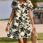 Casual Summer V Neck Mini Short Sleeve Beach Dress (US Only)