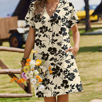 Casual Summer V Neck Mini Short Sleeve Beach Dress (US Only)