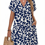 Casual Summer V Neck Mini Short Sleeve Beach Dress (US Only)