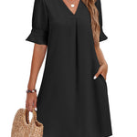 Nadorine Casual Hawaiian Ruffle Sleeve Shift Dress for Women Casual Summer Vacation 2026