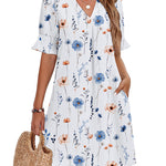 Nadorine Casual Hawaiian Ruffle Sleeve Shift Dress for Women Casual Summer Vacation 2026