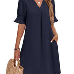 Nadorine Casual Hawaiian Ruffle Sleeve Shift Dress for Women Casual Summer Vacation 2026