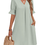 Nadorine Casual Hawaiian Ruffle Sleeve Shift Dress for Women Casual Summer Vacation 2026