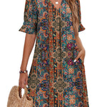 Nadorine Casual Hawaiian Ruffle Sleeve Shift Dress for Women Casual Summer Vacation 2026