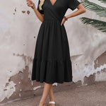 Summer Casual V-Neck Floral Dress with Pockets (US Only)