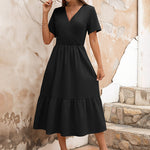 Summer Casual V-Neck Floral Dress with Pockets (US Only)