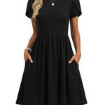 Short Sleeve A-line Mini Dresses with Pockets (US Only)