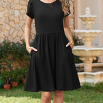 Short Sleeve A-line Mini Dresses with Pockets (US Only)