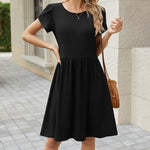 Short Sleeve A-line Mini Dresses with Pockets (US Only)