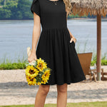 Short Sleeve A-line Mini Dresses with Pockets (US Only)