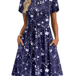 Short Sleeve A-line Mini Dresses with Pockets (US Only)