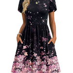 Short Sleeve A-line Mini Dresses with Pockets (US Only)