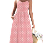 Casual Ruched Floral Flowy Beach Dress with Pockets (US Only)
