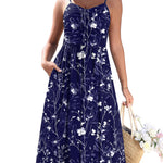 Casual Ruched Floral Flowy Beach Dress with Pockets (US Only)