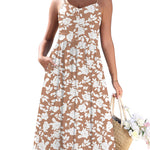 Casual Ruched Floral Flowy Beach Dress with Pockets (US Only)