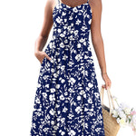 Casual Ruched Floral Flowy Beach Dress with Pockets (US Only)