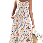 Casual Ruched Floral Flowy Beach Dress with Pockets (US Only)