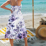 Casual Ruched Floral Flowy Beach Dress with Pockets (US Only)