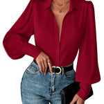 Elegant Lantern Long Sleeve Blouse (US Only)