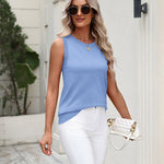 Summer Crew Neck Ribbed Knit Tank Top (US Only)