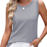Summer Crew Neck Ribbed Knit Tank Top (US Only)
