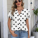 Business Casual Short Sleeve V Neck Blouse (US Only)