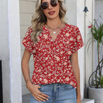 Business Casual Short Sleeve V Neck Blouse (US Only)