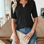Nadorine Casual Office Short Sleeve Knitted Polo Tops for Women Casual Work Office Loose Fit 2026 | Under $40