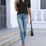 Nadorine Casual Office Short Sleeve Knitted Polo Tops for Women Casual Work Office Loose Fit 2026 | Under $40