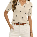 Nadorine Casual Office Short Sleeve Knitted Polo Tops for Women Casual Work Office Loose Fit 2026 | Under $40