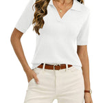 Nadorine Casual Office Short Sleeve Knitted Polo Tops for Women Casual Work Office Loose Fit 2026 | Under $40