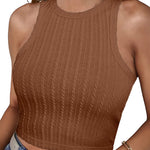 Nadorine Tank Top for Women Ribbed Knit Sleeveless Crop Tops Summer Crew Neck Cropped Racerback Camisole  (US Only)