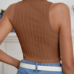 Nadorine Tank Top for Women Ribbed Knit Sleeveless Crop Tops Summer Crew Neck Cropped Racerback Camisole  (US Only)