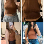 Nadorine Tank Top for Women Ribbed Knit Sleeveless Crop Tops Summer Crew Neck Cropped Racerback Camisole  (US Only)