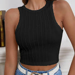 Nadorine Tank Top for Women Ribbed Knit Sleeveless Crop Tops Summer Crew Neck Cropped Racerback Camisole  (US Only)