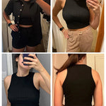 Nadorine Tank Top for Women Ribbed Knit Sleeveless Crop Tops Summer Crew Neck Cropped Racerback Camisole  (US Only)