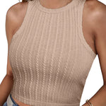 Nadorine Tank Top for Women Ribbed Knit Sleeveless Crop Tops Summer Crew Neck Cropped Racerback Camisole  (US Only)