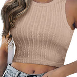 Nadorine Tank Top for Women Ribbed Knit Sleeveless Crop Tops Summer Crew Neck Cropped Racerback Camisole  (US Only)