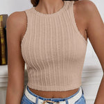 Nadorine Tank Top for Women Ribbed Knit Sleeveless Crop Tops Summer Crew Neck Cropped Racerback Camisole  (US Only)