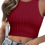 Nadorine Tank Top for Women Ribbed Knit Sleeveless Crop Tops Summer Crew Neck Cropped Racerback Camisole  (US Only)