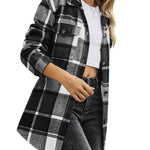 Nadorine Plaid Shacket Jacket Button Down Trench Coats