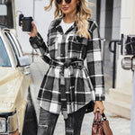 Nadorine Plaid Shacket Jacket Button Down Trench Coats