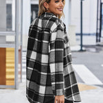 Nadorine Plaid Shacket Jacket Button Down Trench Coats