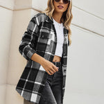 Nadorine Plaid Shacket Jacket Button Down Trench Coats