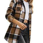 Nadorine Plaid Shacket Jacket Button Down Trench Coats