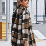 Nadorine Plaid Shacket Jacket Button Down Trench Coats