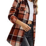Nadorine Plaid Shacket Jacket Button Down Trench Coats
