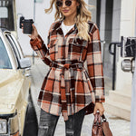 Nadorine Plaid Shacket Jacket Button Down Trench Coats