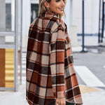 Nadorine Plaid Shacket Jacket Button Down Trench Coats